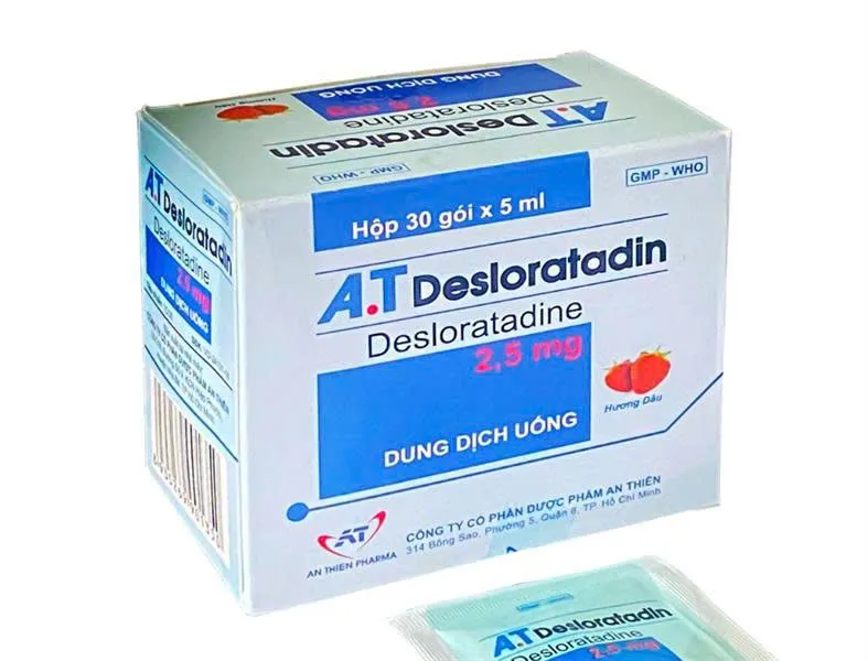 A.T Desloratadin gói 2,5mg (H/30g/5ml) - Thuốc chống dị ứng dạng gói pha uống tiện lợi của A.T Pharma